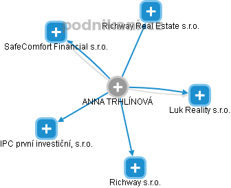  Anna T. - Vizualizace  propojení osoby a firem v obchodním rejstříku