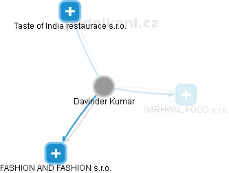  Davinder K. - Vizualizace  propojení osoby a firem v obchodním rejstříku