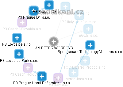 IAN PETER WORBOYS - Vizualizace  propojení osoby a firem v obchodním rejstříku