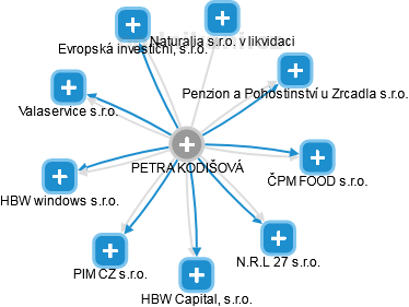  Petra K. - Vizualizace  propojení osoby a firem v obchodním rejstříku