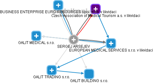 SERGEJ ARSEJEV - Vizualizace  propojení osoby a firem v obchodním rejstříku