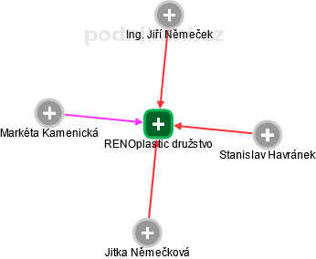 RENOplastic družstvo - náhled vizuálního zobrazení vztahů obchodního rejstříku