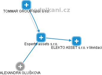 Esperto assets s.r.o. - náhled vizuálního zobrazení vztahů obchodního rejstříku