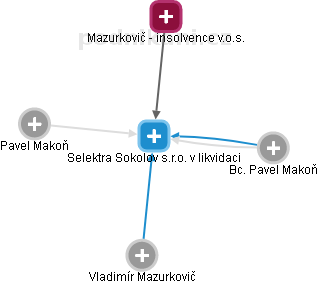 Selektra Sokolov s.r.o. v likvidaci - náhled vizuálního zobrazení vztahů obchodního rejstříku