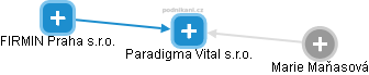 Paradigma Vital s.r.o. - náhled vizuálního zobrazení vztahů obchodního rejstříku