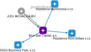 Blue Star Capital, a.s. - náhled vizuálního zobrazení vztahů obchodního rejstříku