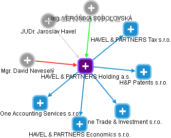 HAVEL & PARTNERS Holding a.s. - náhled vizuálního zobrazení vztahů obchodního rejstříku