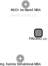 PINOKIO, z.s. - náhled vizuálního zobrazení vztahů obchodního rejstříku