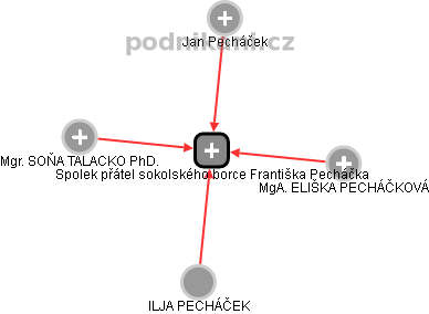 Spolek přátel sokolského borce Františka Pecháčka - náhled vizuálního zobrazení vztahů obchodního rejstříku