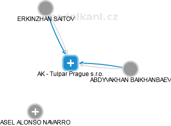 AK - Tulpar Prague s.r.o. - náhled vizuálního zobrazení vztahů obchodního rejstříku