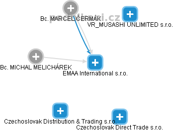 EMAA International s.r.o. - náhled vizuálního zobrazení vztahů obchodního rejstříku