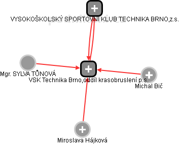 VSK Technika Brno,oddíl krasobruslení p.s. - náhled vizuálního zobrazení vztahů obchodního rejstříku