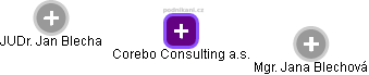 Corebo Consulting a.s. - náhled vizuálního zobrazení vztahů obchodního rejstříku