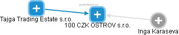 100 CZK OSTROV s.r.o. - náhled vizuálního zobrazení vztahů obchodního rejstříku