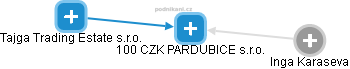 100 CZK PARDUBICE s.r.o. - náhled vizuálního zobrazení vztahů obchodního rejstříku