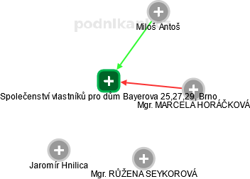 Společenství vlastníků pro dům Bayerova 25,27,29, Brno - náhled vizuálního zobrazení vztahů obchodního rejstříku