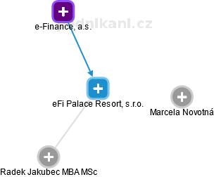 eFi Palace Resort, s.r.o. - náhled vizuálního zobrazení vztahů obchodního rejstříku