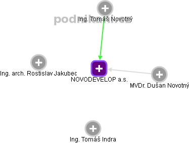 NOVODEVELOP a.s. - náhled vizuálního zobrazení vztahů obchodního rejstříku