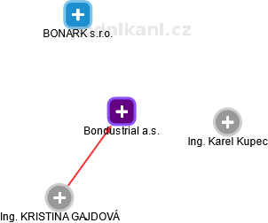 Bondustrial a.s. - náhled vizuálního zobrazení vztahů obchodního rejstříku
