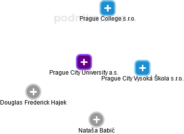 Prague City University a.s. - náhled vizuálního zobrazení vztahů obchodního rejstříku