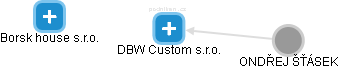 DBW  Custom s.r.o. - náhled vizuálního zobrazení vztahů obchodního rejstříku