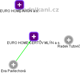 EURO HOME ČERTŮV MLÝN a.s. - náhled vizuálního zobrazení vztahů obchodního rejstříku