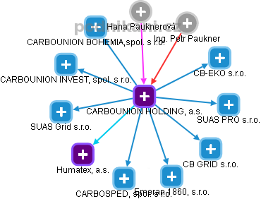 CARBOUNION HOLDING, a.s. - náhled vizuálního zobrazení vztahů obchodního rejstříku