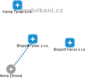 Bisport Týnec s.r.o. - náhled vizuálního zobrazení vztahů obchodního rejstříku