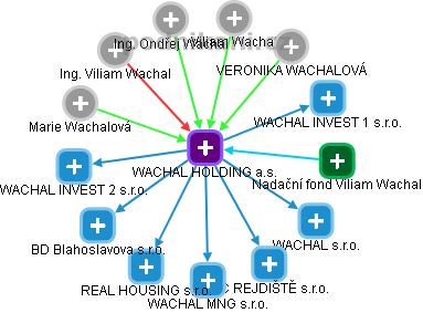 WACHAL HOLDING a.s. - náhled vizuálního zobrazení vztahů obchodního rejstříku