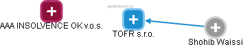 TOFR s.r.o. - náhled vizuálního zobrazení vztahů obchodního rejstříku