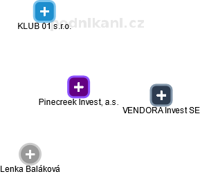 Pinecreek Invest, a.s. - náhled vizuálního zobrazení vztahů obchodního rejstříku
