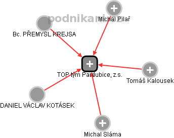 TOP tým Pardubice, z.s. - náhled vizuálního zobrazení vztahů obchodního rejstříku