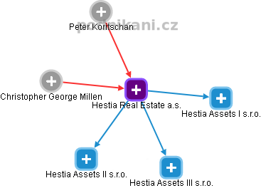 Hestia Real Estate a.s. - náhled vizuálního zobrazení vztahů obchodního rejstříku
