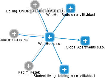 WooHoo s.r.o. - náhled vizuálního zobrazení vztahů obchodního rejstříku