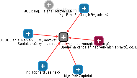 Spolek pražských a středočeských insolvenčních správců - náhled vizuálního zobrazení vztahů obchodního rejstříku
