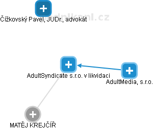 AdultSyndicate s.r.o. v likvidaci - náhled vizuálního zobrazení vztahů obchodního rejstříku