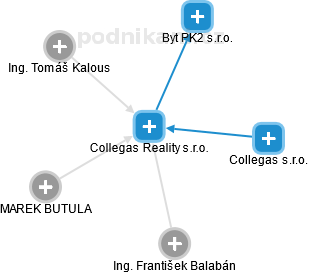 Collegas Reality s.r.o. - náhled vizuálního zobrazení vztahů obchodního rejstříku
