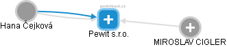 Pewit s.r.o. - náhled vizuálního zobrazení vztahů obchodního rejstříku