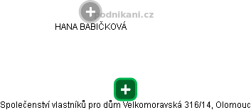 Společenství vlastníků pro dům Velkomoravská 316/14, Olomouc - náhled vizuálního zobrazení vztahů obchodního rejstříku