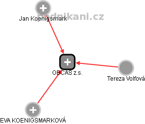 OBČAS z.s. - náhled vizuálního zobrazení vztahů obchodního rejstříku