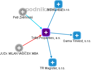Trifid Properties, a.s. - náhled vizuálního zobrazení vztahů obchodního rejstříku