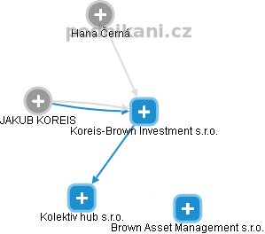 Koreis-Brown Investment s.r.o. - náhled vizuálního zobrazení vztahů obchodního rejstříku
