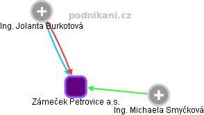 Zámeček Petrovice a.s. - náhled vizuálního zobrazení vztahů obchodního rejstříku