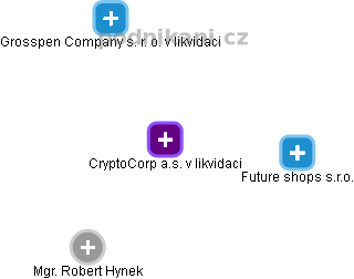 CryptoCorp a.s. v likvidaci - náhled vizuálního zobrazení vztahů obchodního rejstříku