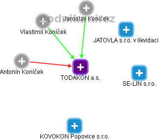 TODAKON a.s. - náhled vizuálního zobrazení vztahů obchodního rejstříku