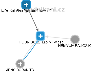 THE BRIDGES s.r.o. v likvidaci - náhled vizuálního zobrazení vztahů obchodního rejstříku