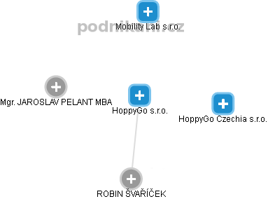 HoppyGo s.r.o. - náhled vizuálního zobrazení vztahů obchodního rejstříku