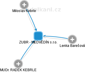 ZUBR - MEDVĚDÍN s.r.o. - náhled vizuálního zobrazení vztahů obchodního rejstříku
