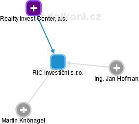 RIC Investiční s.r.o. - náhled vizuálního zobrazení vztahů obchodního rejstříku