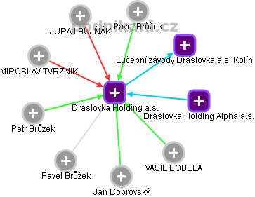 Draslovka Holding a.s. - náhled vizuálního zobrazení vztahů obchodního rejstříku